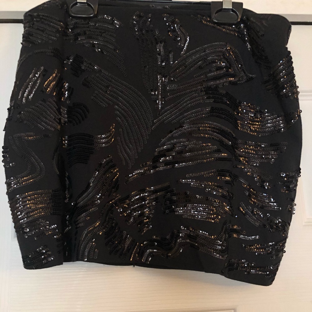 Black Sequin Pattern Express Mini Skirt - image 1